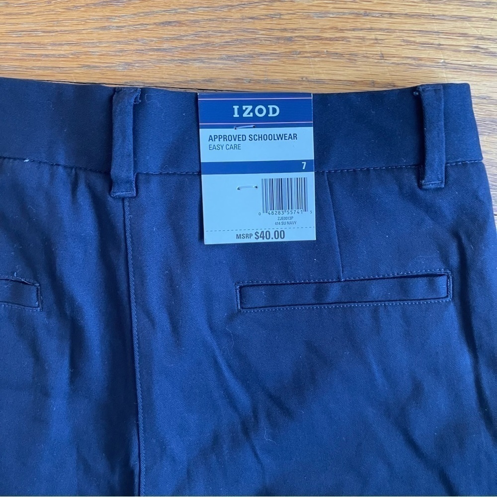 NEW Izod Kids Approved Schoolwear Bermuda Shorts Navy Blue Size 7 NWT - Picture 4 of 5